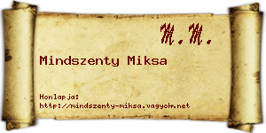 Mindszenty Miksa névjegykártya
